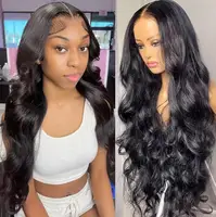 Perruques en cheveux humains naturels de 30 pouces, 13x4 Lace Front, Body Wave, densité 180%, cheveux Remy, sans colle, couleur naturelle pour femmes 3