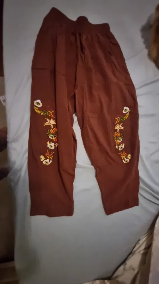 Women's Coffee Embroidered Bloomers Pants photo review