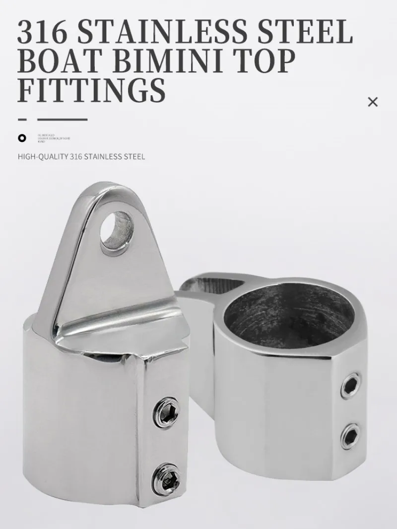 22mm 25mm Marine Boat Bimini Top Deck Hinge Mount Fitting 316 Stainless Steel Hardware Boat Accessories