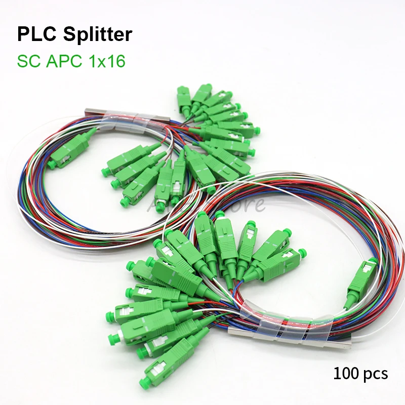 

100pcs 1x16 SC APC Fiber Optic splitter 0.9mm Steel Tube 1m Optic splitter TTH Optical Fiber Connector 1x16 SC APC Free Shipping