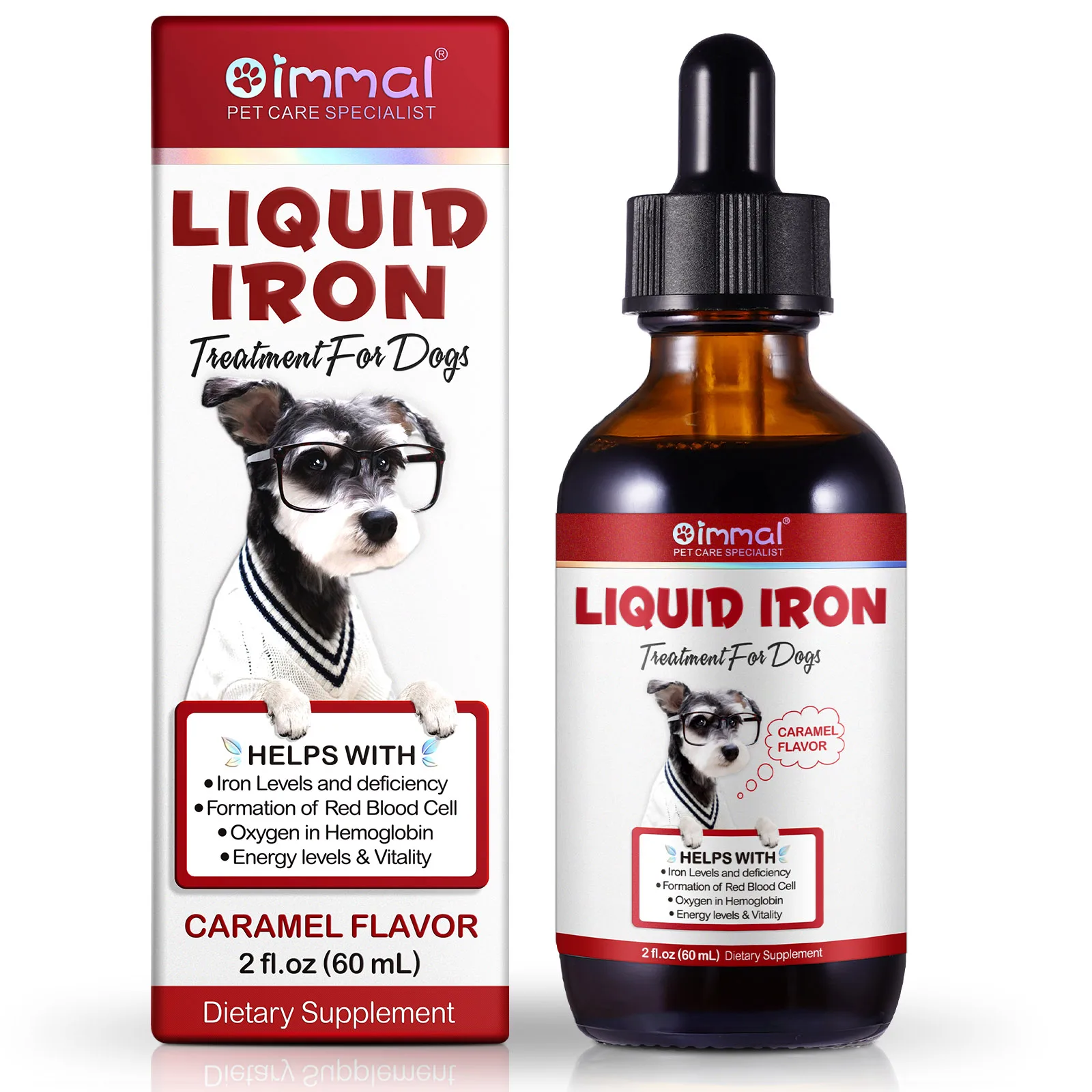 Liquid Iron for Dogs Helps Iron Levels Deficiency Red Blood Cell Oxygen Hemoglobin Energy Vitality