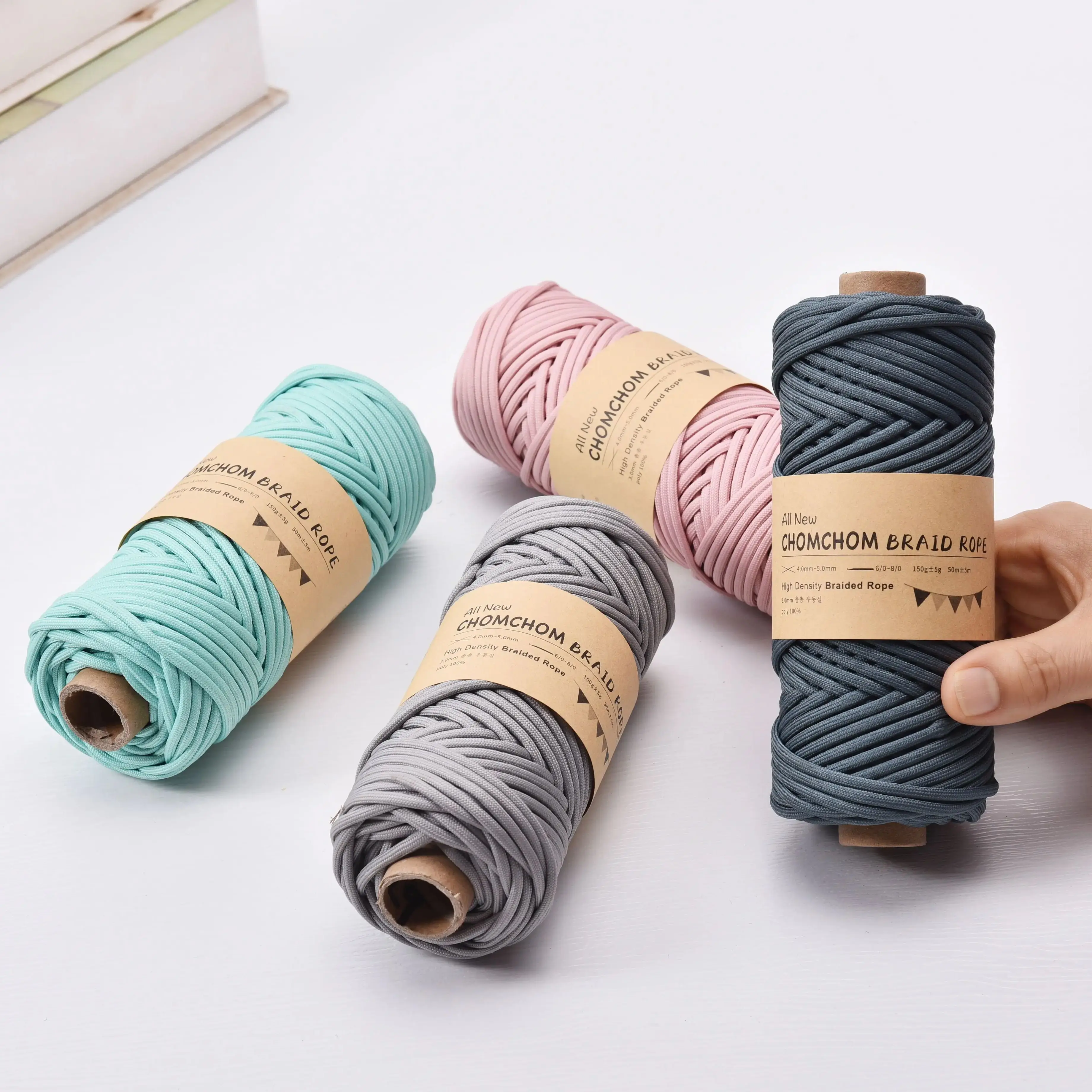 3.0MM x 50M Polyester Macrame Braid Cord for Bag making and Handmade works Thick Knitting cord 3