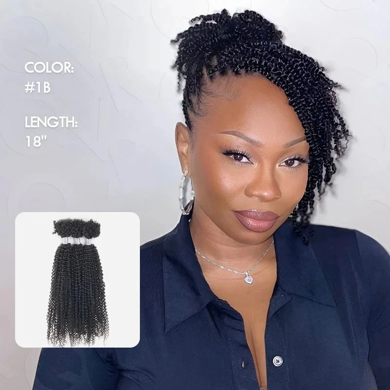 Kinky Twist Crochet Braiding Hair 3PCS Human Hair Bundles For Afro