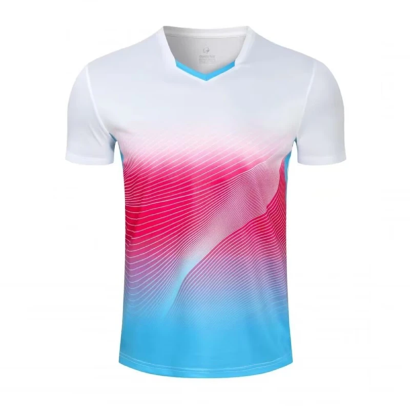 Table Tennis Unisex Tshirt Short Sleeve Moisture Wicking V Neck Badminton Ping Pong Jersey Sublimation Custom