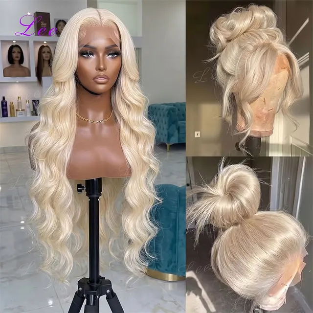 Perruque de cheveux humains blonds 613 Body Wave de 30-40 pouces, perruque frontale en dentelle HD transparente 13x6, perruques brésiliennes colorées densité 250 1