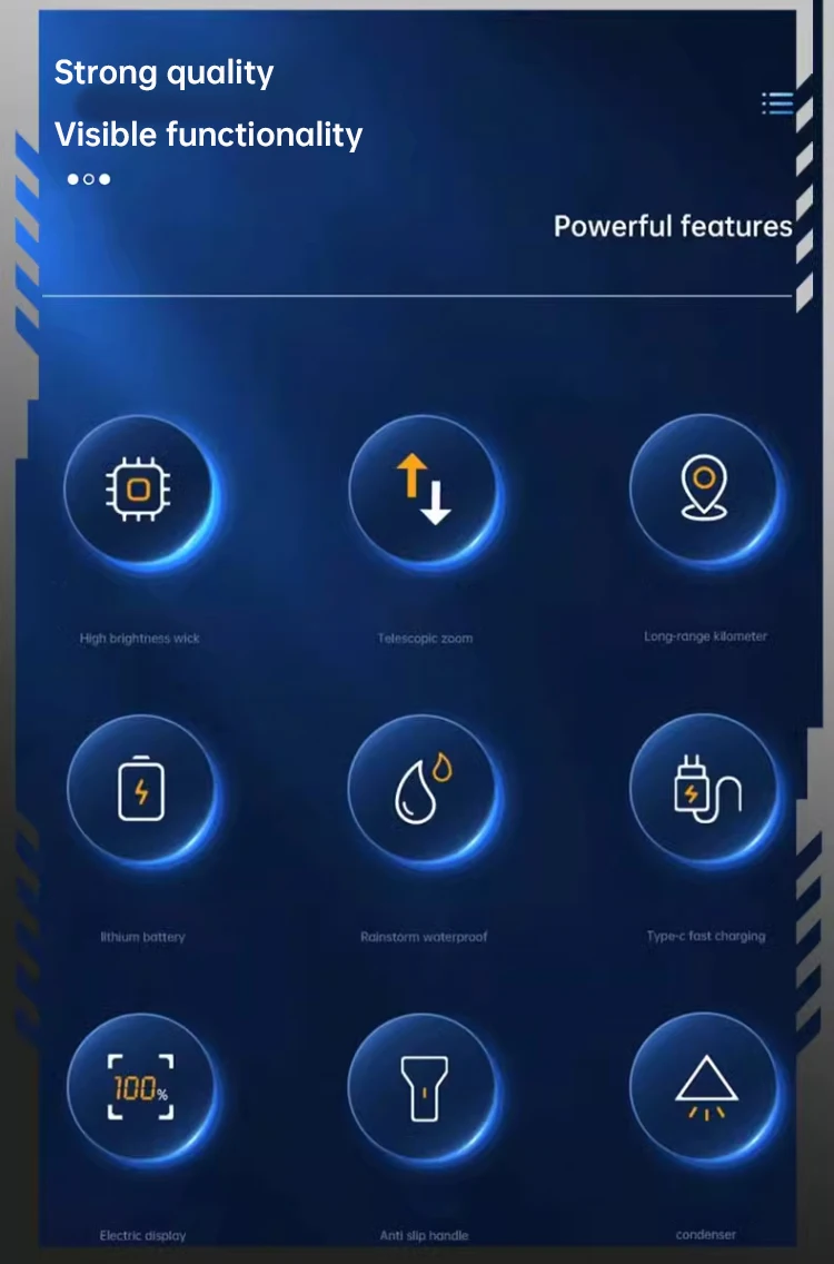 Description Picture 3 of itemWhite Laser High-power Torch Light 5000mAh Telescopic Zoom Hand Tactical Flashlight 26650 Ultra-Long-Range Camping Fishing Light