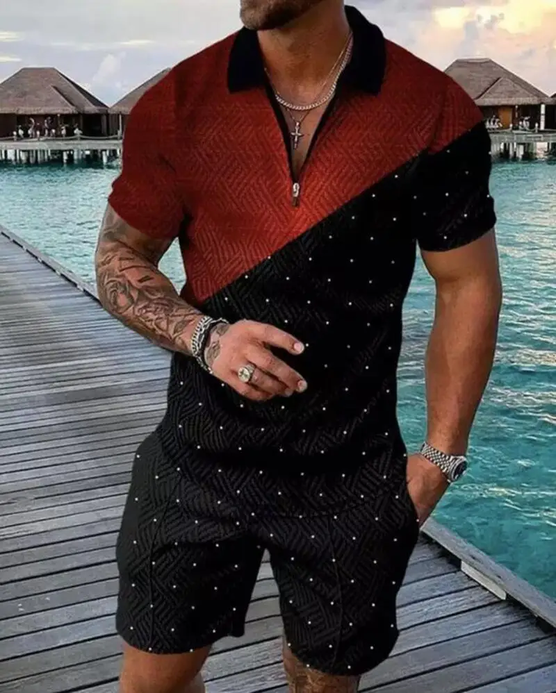 Fashion POLO Shirt + Shorts Suit Sports Casual Street Outdoor Seaside Men's Brand High Quality Plus Size New Summer 2022 S-6XL
