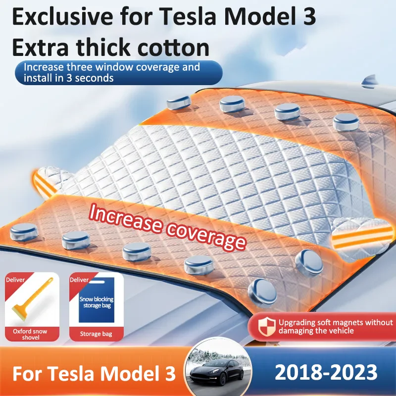 

Защита для лобового стекла автомобиля Tesla Model 3 2018 ~ 2023 2022, зимнее покрытие для лобового стекла автомобиля, защита от мороза, защита от снега для улицы