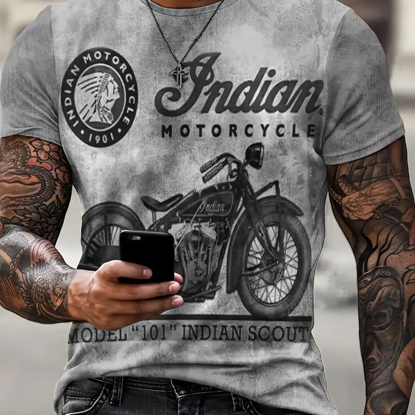 Motorcycle Indian T-Shirt (Distressed Shirts Women & Men)