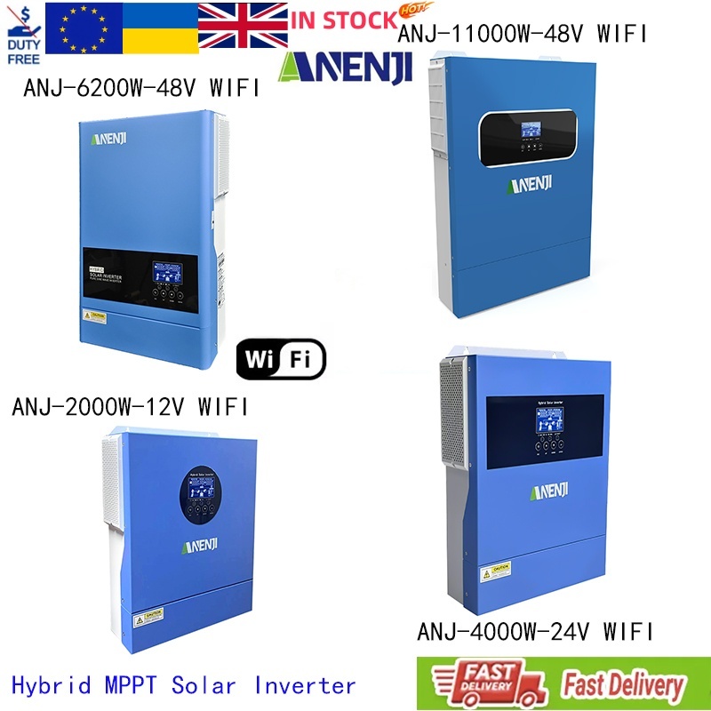 Hybrid Solar Inverter 11KW 6.2KW 4.2KW 2KW MPPT Pure Sine Inverter 48V 24V 12V Built-in 160A 120A 100A  Solar Charger PV 500VDC