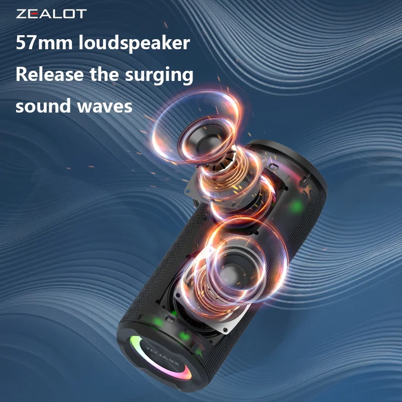 Zealot S51 Pro 40W Outdoor Portable Wireless Speaker,RGB Light