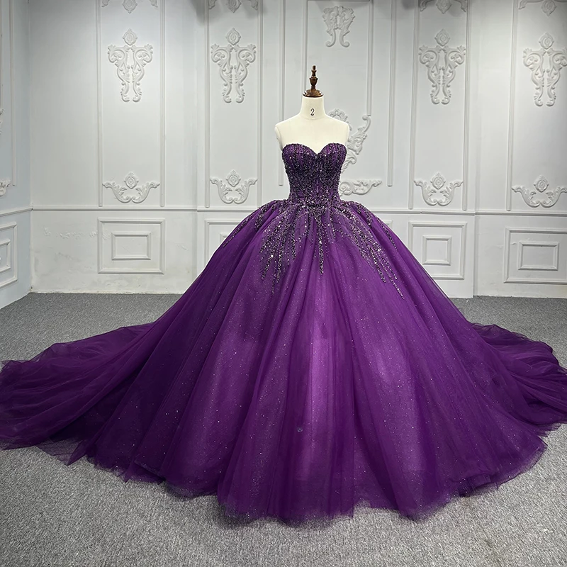 Classic Purple Wedding Dresses For Women 2022 Bride Organza Ball Gown Sweetheart Elegant Wedding Dress DY9917 Vestido Novia 3