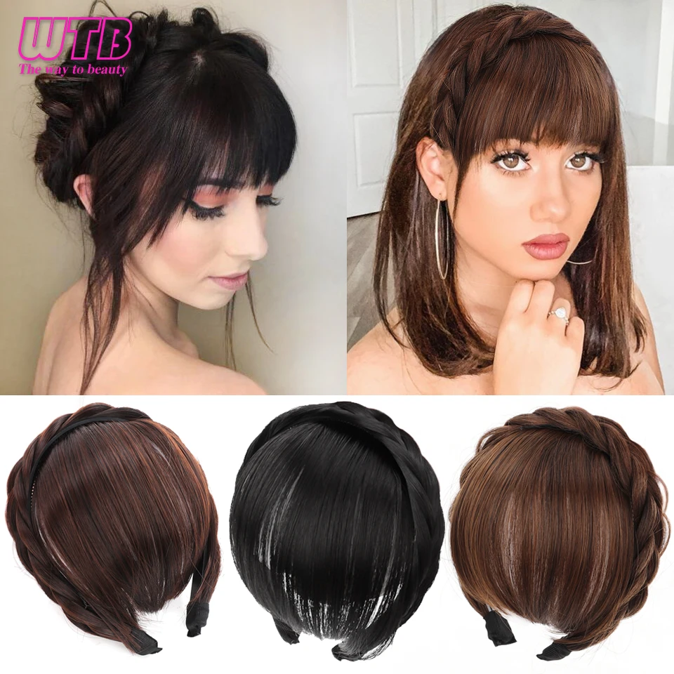 Synthetic Bangs Hair Extension Women Hairbands Clip on Hairpieces