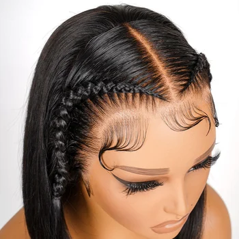 Parrucche Bob in Capelli Umani 13x4 HD Lace Front per Donne Nere, Parrucche Bob Senza Colla in Capelli Umani Pre-Piumate e Pre-Tagliate con Baby Hair 200%