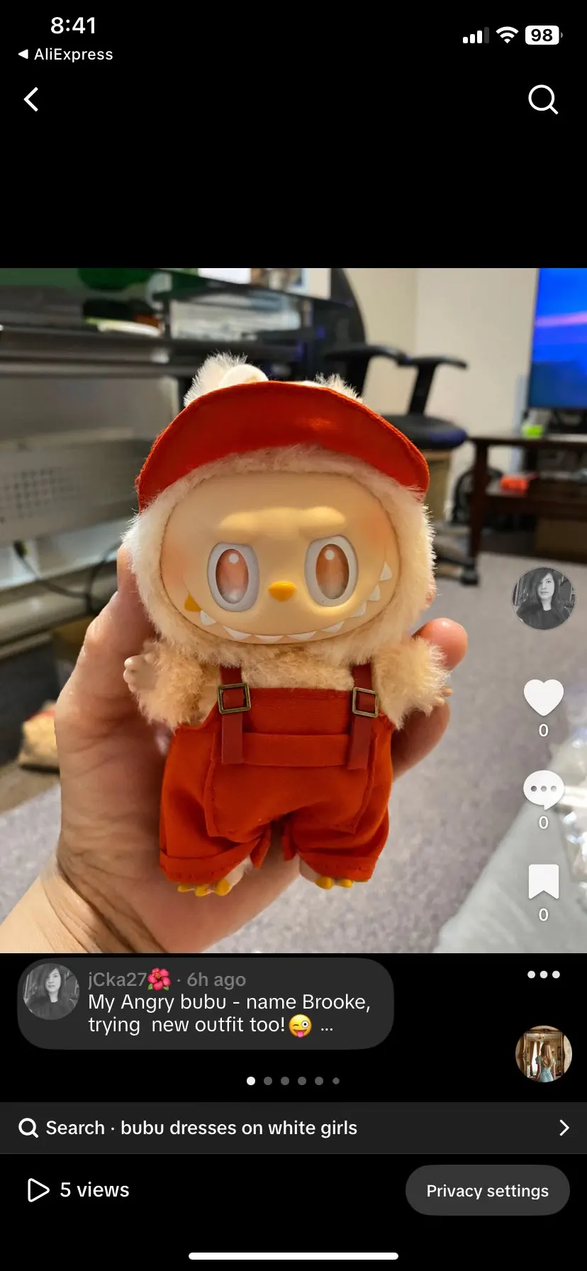 Labubu V1/V2 Doll Clothes: Strap Pants & Skirt Overalls Set with Accessories photo review