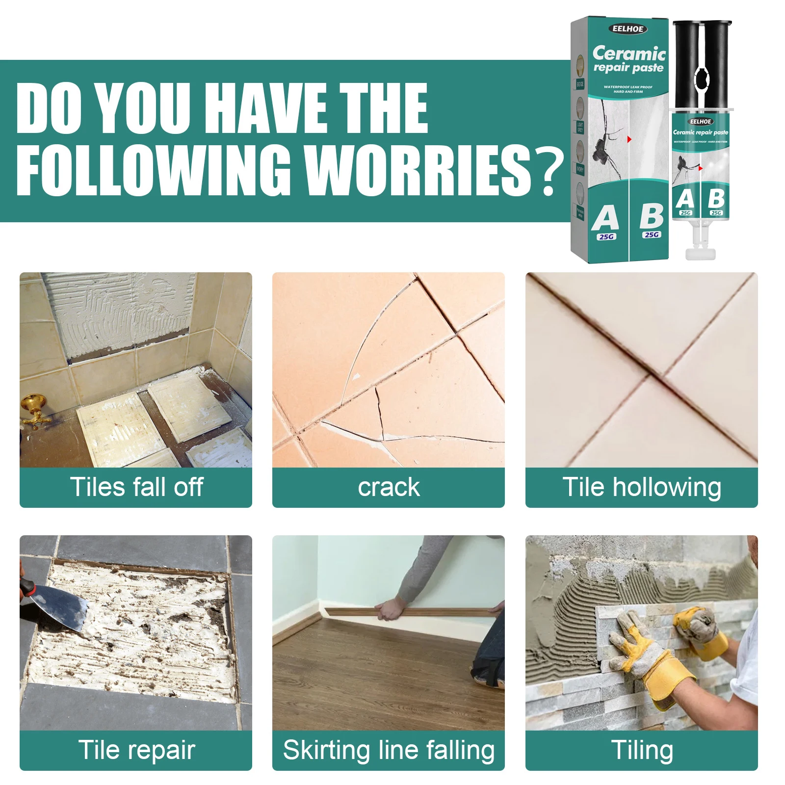 EELHOE Tile Repair AB Glue Set Ceramic Tile Multi Functional Maintenance Glue Ceramic Marble Tile Crack Repair And Filling Glue