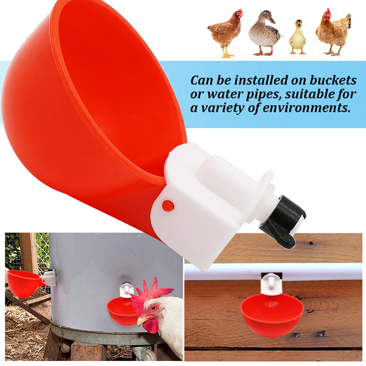 

8 Pcs Automatic Chicken Drinker Bowl Duck Drinking Cup Plastic Chicken Feeder Bird Water Dispenser Poultry Water Supply Device