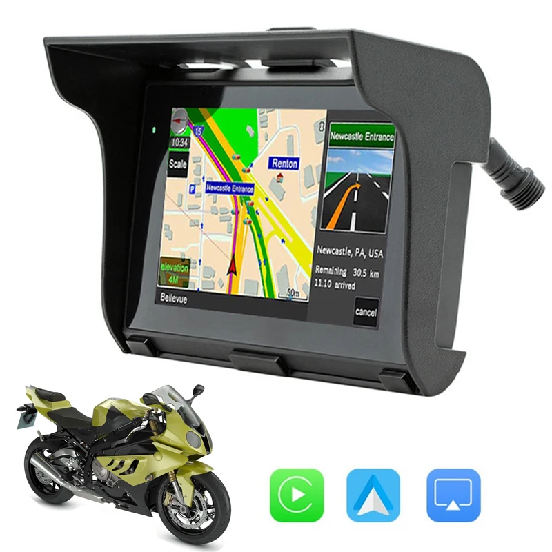 5InchPortableGPSNavigationMotorcycleWaterproofCarplayDisplayMotorcycleWirelessAndroid