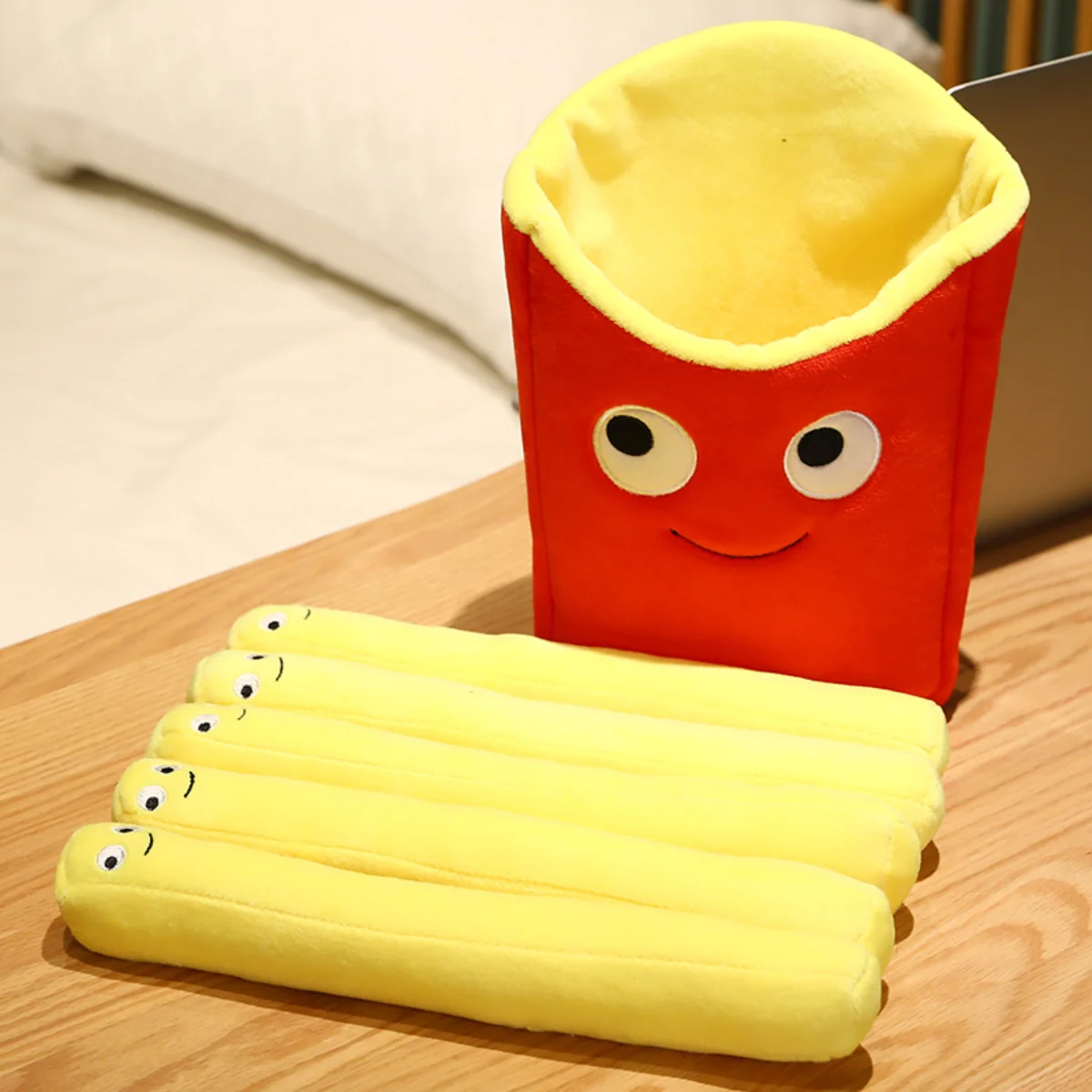 Plush Toys Emotional Support Smile French Fries Stuffed Toy Children's Pretend Play Accessories for Christmas Gift