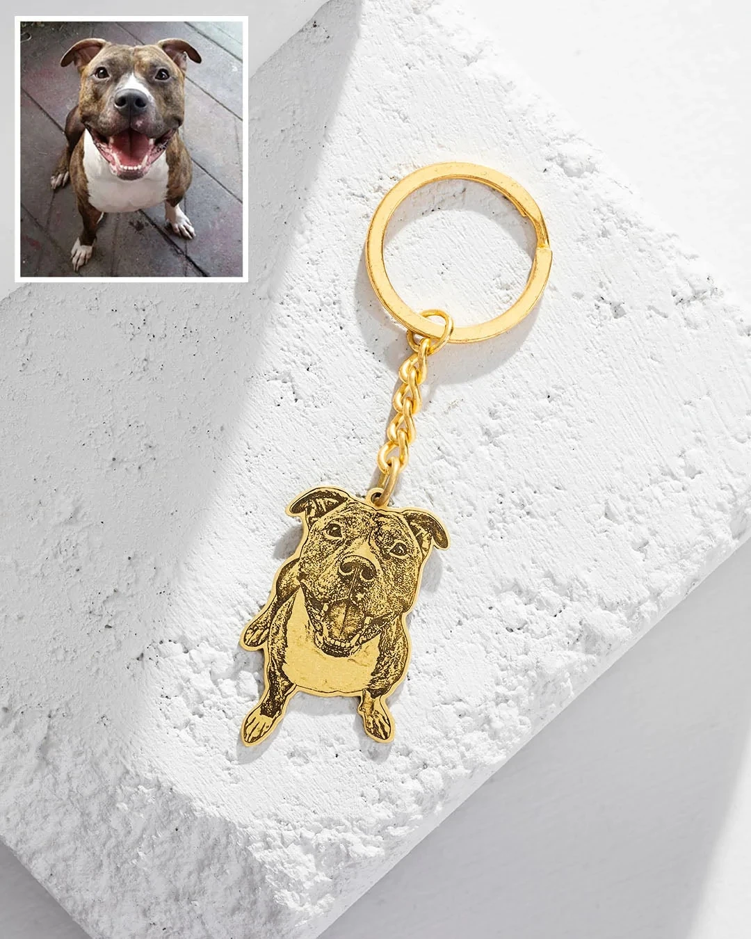 

Personalized Pet Photo Keychain Custom Cat Dog Portrait Keyring Engraved Name On The Back Customized Memorial Gift For Pet Lover