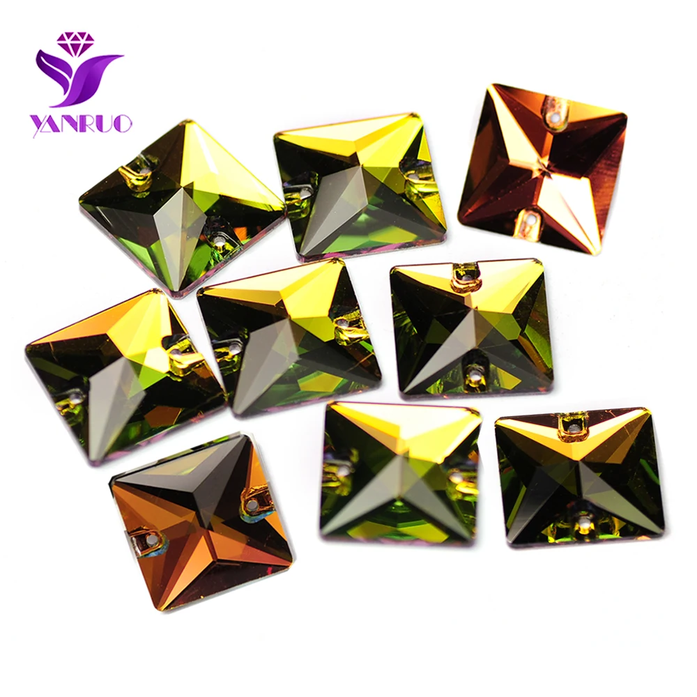 

YANRUO 3240 Square Crystal Vitrail Medium Best Quality Sew On Glass Crystal Strass Stones Decor Dress crystals For Rhinestones