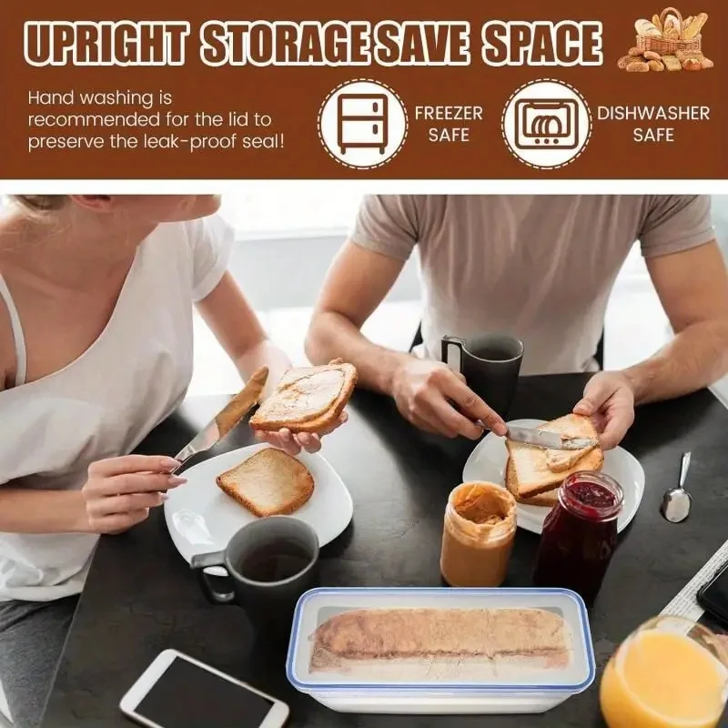 Plastic Bread Storage Box Airtight Food Storage Container Sandwich Bread Keeper with Lid Loaf Bread Container Kitchen Organizer 5