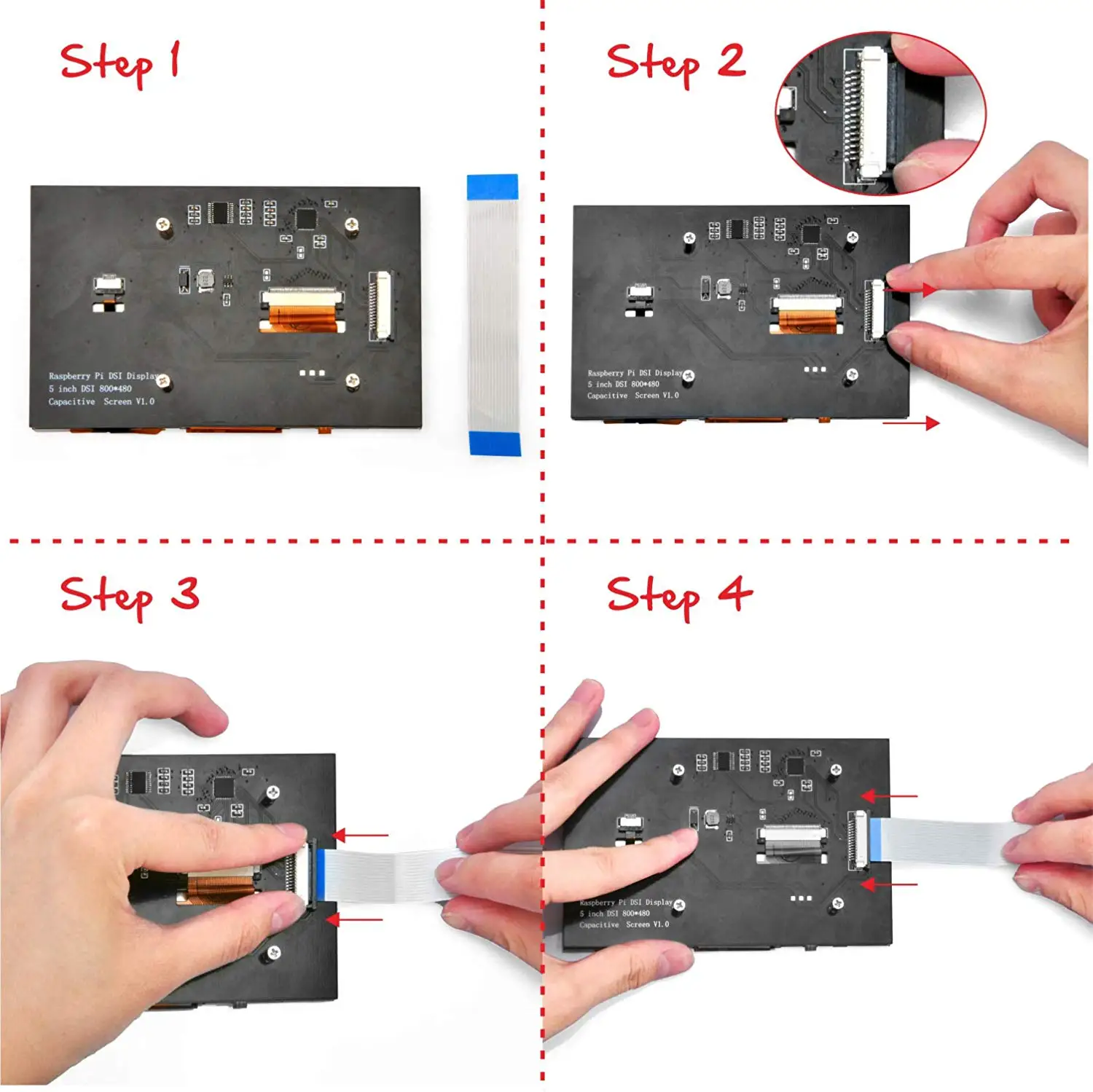 Raspberry Pi 7 inch MIPI DSI LCD Capacitive Touch Screen 800x480 for Raspberry Pi 5 4B 3B+ touch screen display