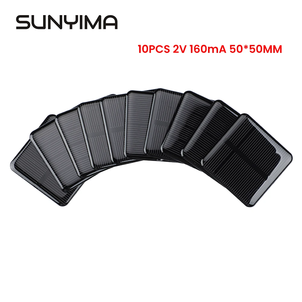 Sunyima 10Pcs Pannelli Solari Policristallini A Goccia 2V 50*50 Caricabatterie Ad Alta Efficacia Per Celle Solari Per Mini Accessori Fai Da Te All'Ape