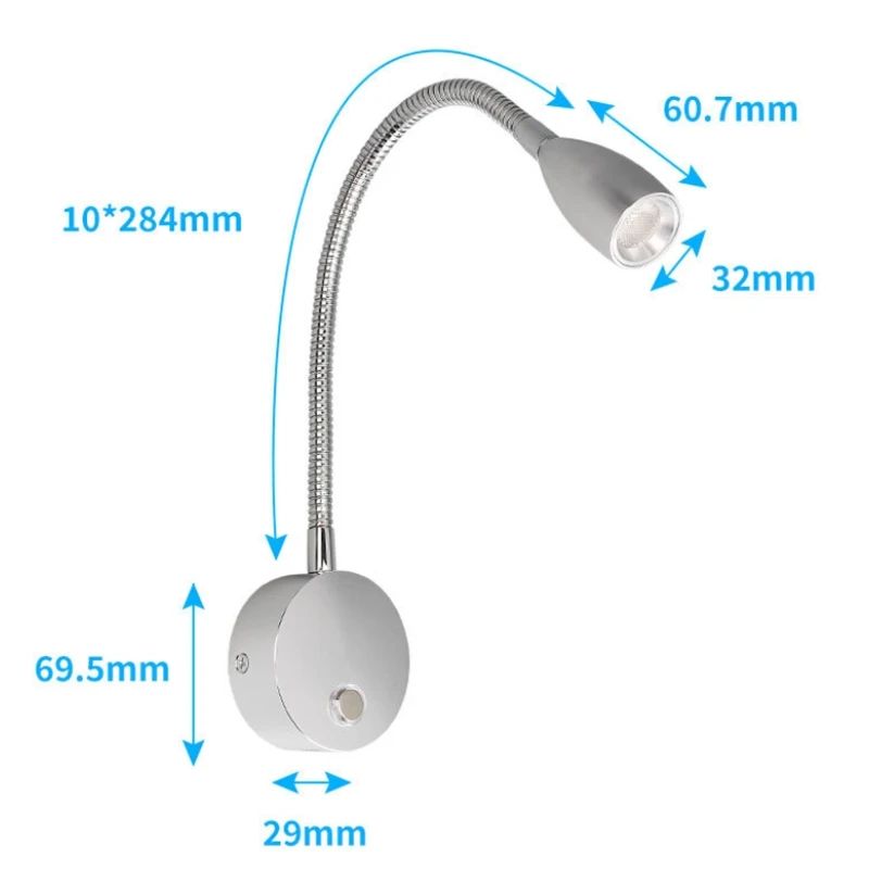 Tokili Camper Light 12V Cavaran Indoor LED Touch Dimmer Switch with 2 USB Chargers 24V Flexible Gooseneck RV Boat Reading Lamps