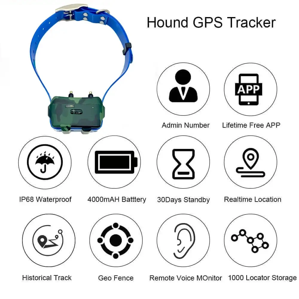 4GHuntingDogGPSCollarWaterproof4000mAHCapacityAnimalTracking