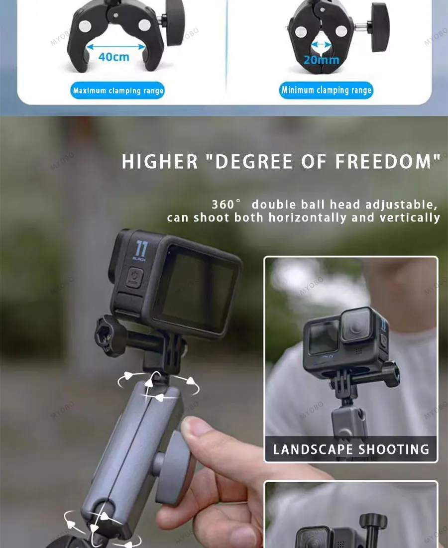 Description Picture 5 of itemMotorcycle Action Camera Mount Kit for Gopro & Insta360 Accessories Helmet Flexible Adhesive Holder Handlebar Clamp Mount Tripod