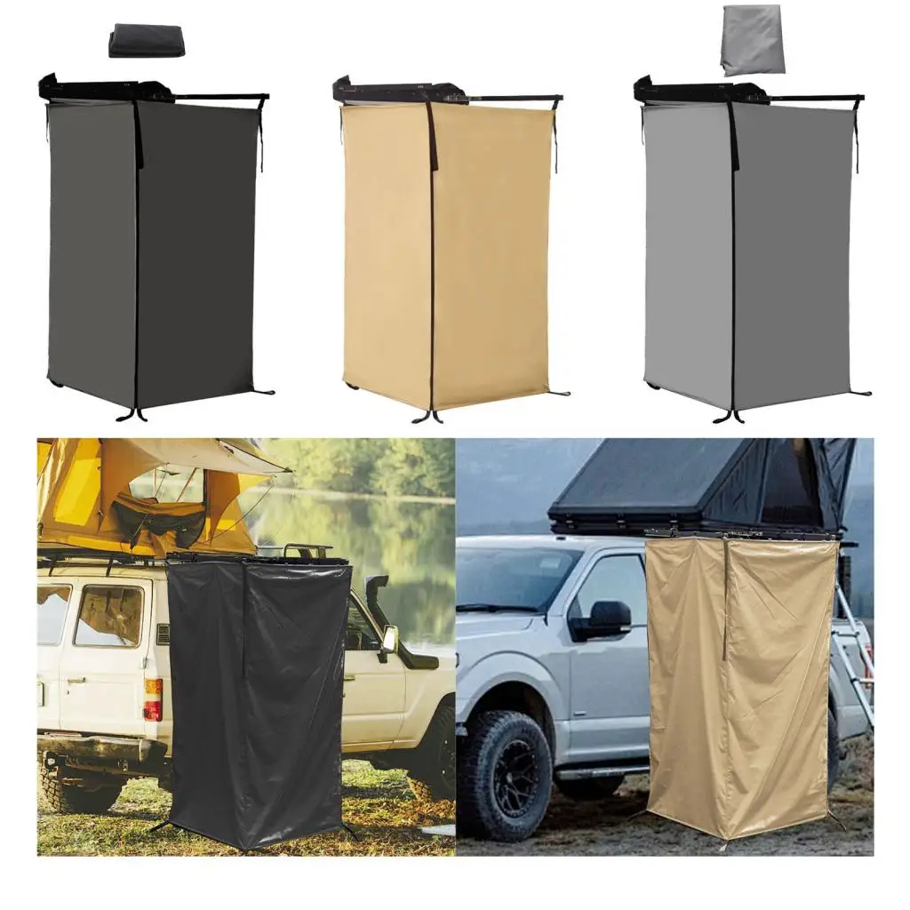 Quick Setup Vehicle Side Shower Tent Outdoor Privacy Changing Room Shelter for RV Van Truck Tailgate with Carry Bag Stakes