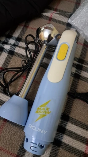 ROUNY Handheld Immersion Blender with Stainless Steel Blades for Kitchen Food Mixing, Light Blue Stick Blender, Classic Basic photo review
