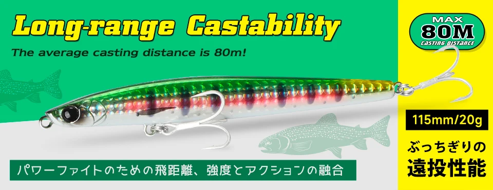 TSURINOYA Inshore Long Casting Sinking Pencil AIRAZOR 85S/20g 105S/30g Kurzlippen-Seebarsch-Jigging-Stickbaits Salzwasser – Detail 2