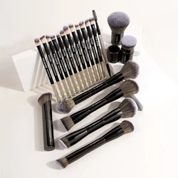 Deluxe 20 - Piece Dual - Ended Makeup Brush Set for Flawless Application and Blending (Black)