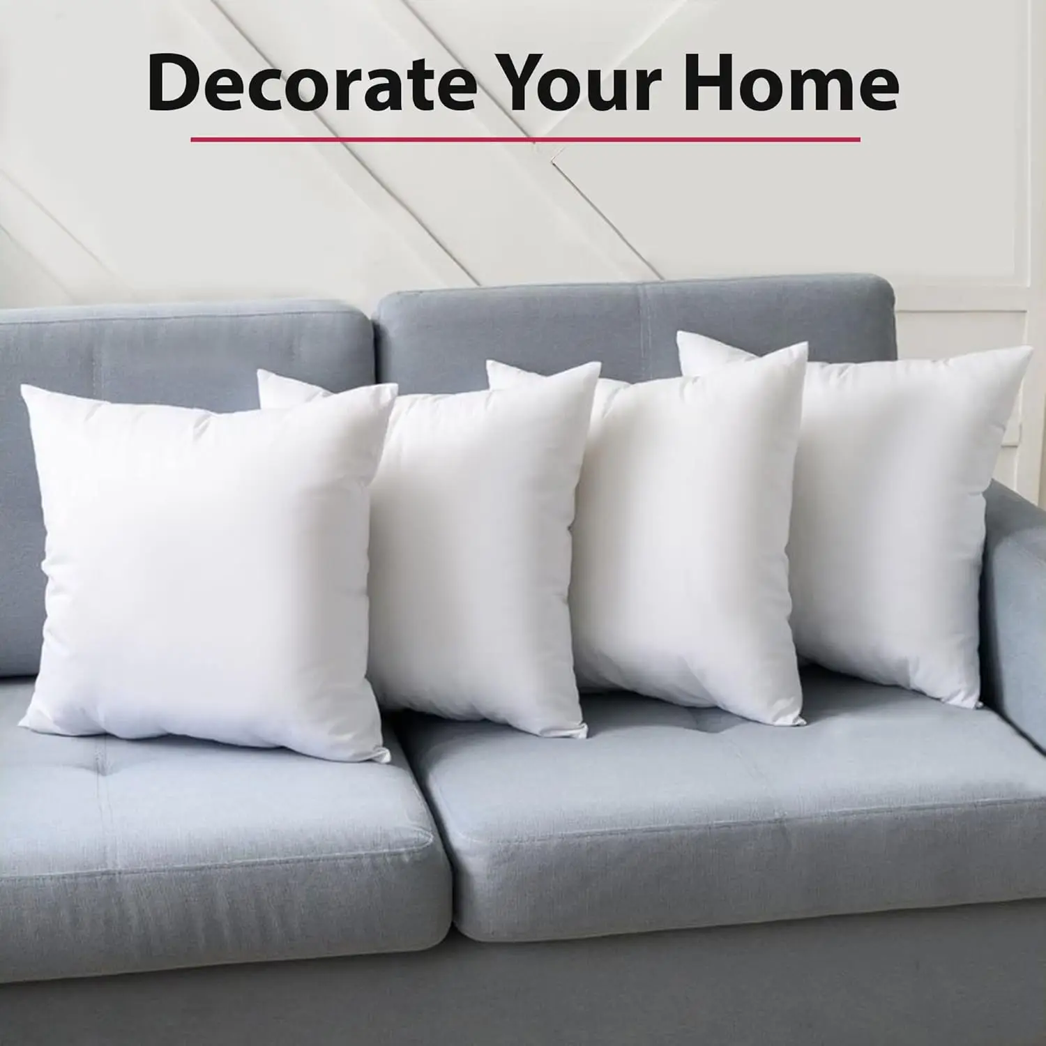 Lux Decor Throw Pillow Inserts – Set of 4 Soft Square Couch Pillows – Supportive, Fluffy Fill for Bed, Sofa & Chair 3