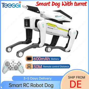Teeggi multifunzione RC cane meccanico con clip elettrico RC robot intelligente cane con torretta regalo giocattolo robot intelligente educativo