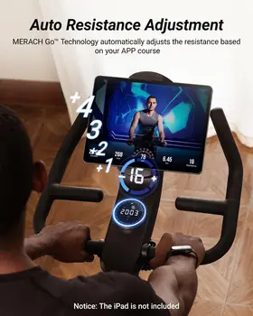 MERACH Indoor Exercise Bike with Auto Resistance Bluetooth Stationary Bike with APP Data Tracking & Tablet Holder Cycling Bike 3