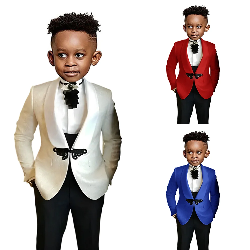 Kids Wedding Tuxedo 3 Piece Formal Party Wear Blazer for Kids 2-16 Years Old Beige Suit