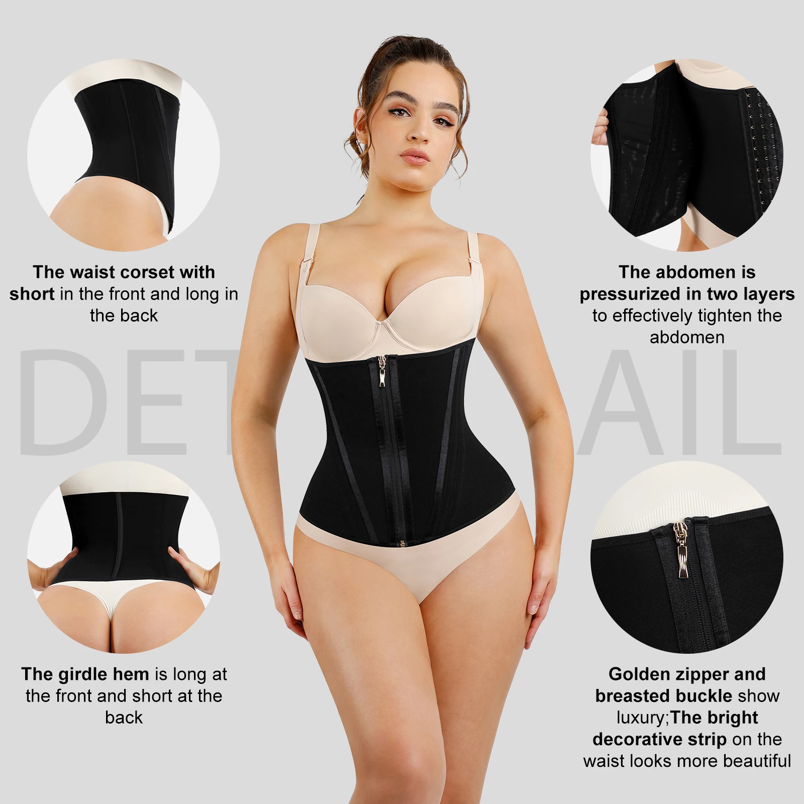 Women High Waist Trimming Hourglass Figure 15 Built-in Steel Bone Shaping Waist Trainer Slimming Body Shaper Shapewear Belts
