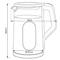 Bouilloire électrique sans fil, capacité 1,7 L, réservoir d'eau en verre, choix de température lisible, 2200 W, GB670 B, vert-bleu 6