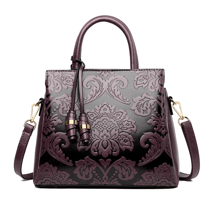 Luxus PU-Handtasche mit geprägtem Muster, große Kapazität Umhängetasche für Frauen, ideal für Reisen und den Alltag – Detail 2