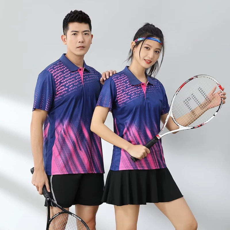 Polo Badminton Shirt Men Women Short Sleeve Golf Ping Pong Polyester Shirt For Family Summer Badminton Volleyball Jersey