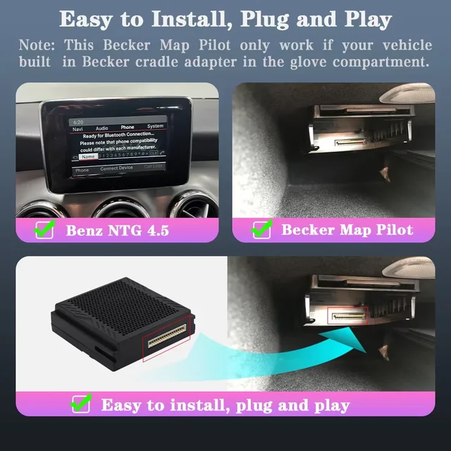 Wireless Carplay Android Auto Becker Module For Mercedes Benz A B C E CLA GLA GLK ML Sprinter NTG4.5 with Bluetooth Navigation 2