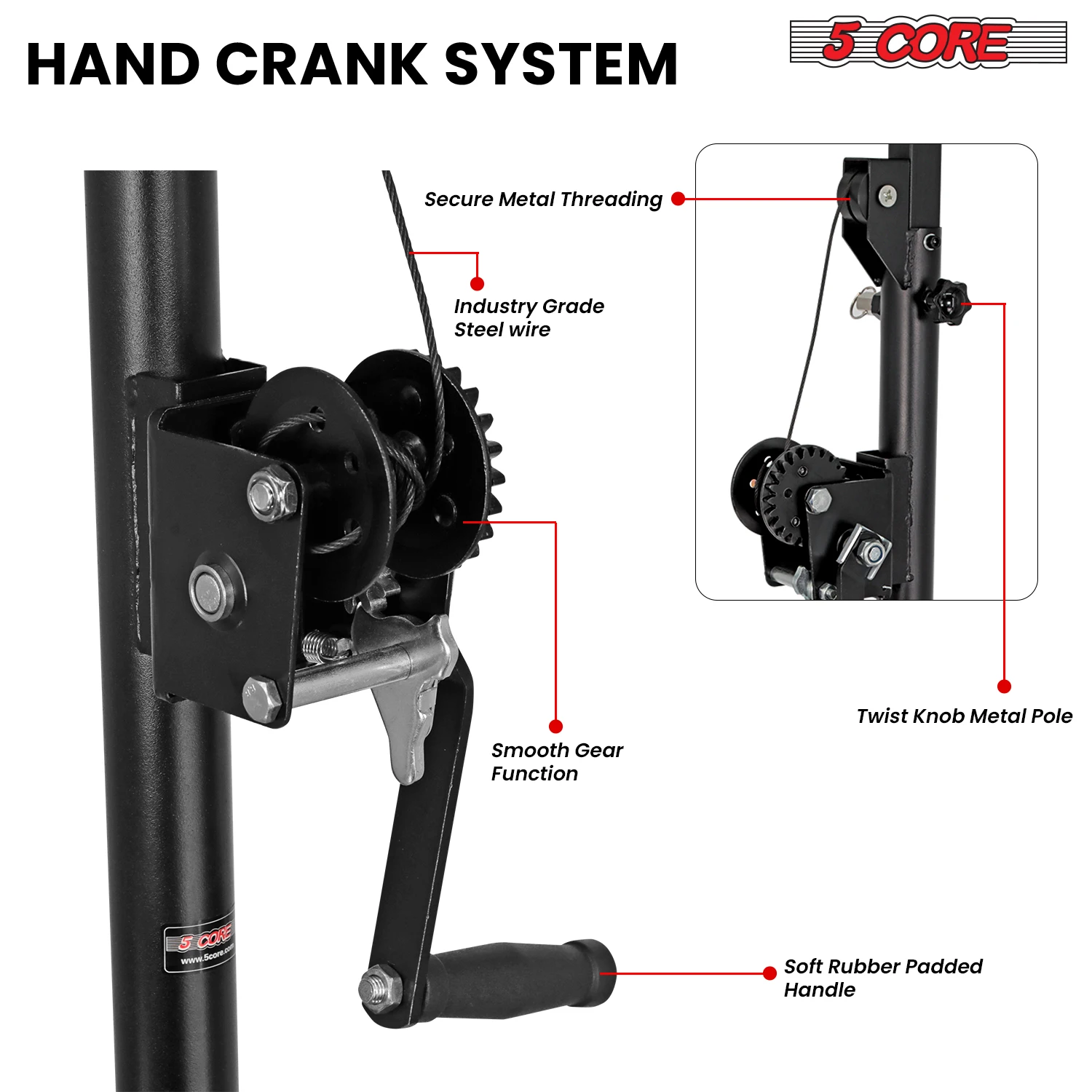 5 Core DJ Light Stand Stage Lighting Truss System Hand Crank Heavy Duty Adjustable T bar Mount Tripod LS 120 CRANK