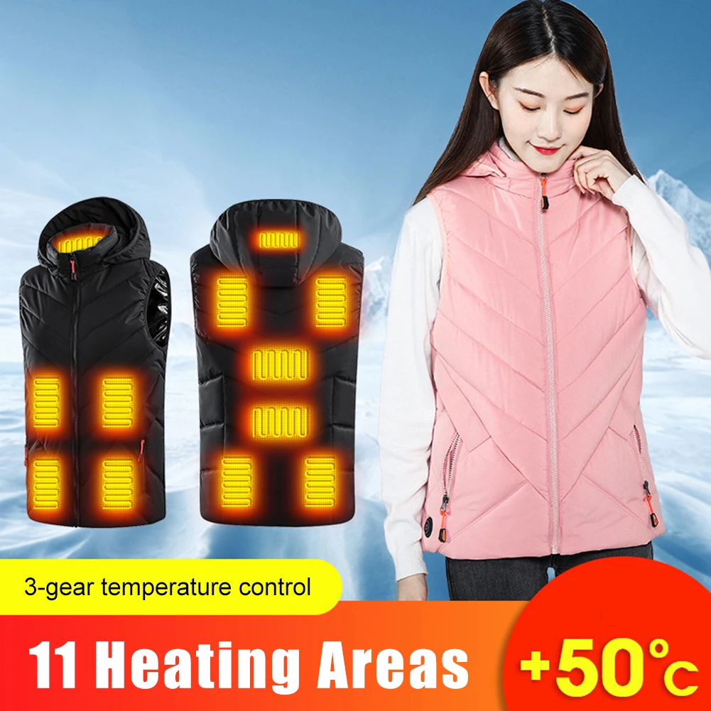 Zone 11 Fever Vest Heated Vest for Men Women Heating Down Jacket USB Charging 3 Gear Control Winter Warm Outdoor Sportwear