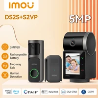 IMOU 3MP Video Doorbell 2S Kit And Rex VT 5MP WiFi Smart Video Intercom Human Detection Voice Talk Wireless DoorBell with Chime