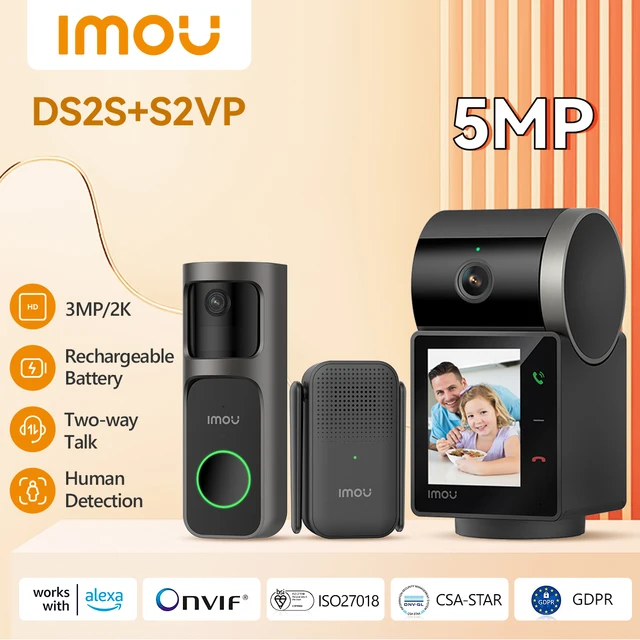 IMOU 3MP Video Doorbell 2S Kit And Rex VT 5MP WiFi Smart Video Intercom Human Detection Voice Talk Wireless DoorBell with Chime