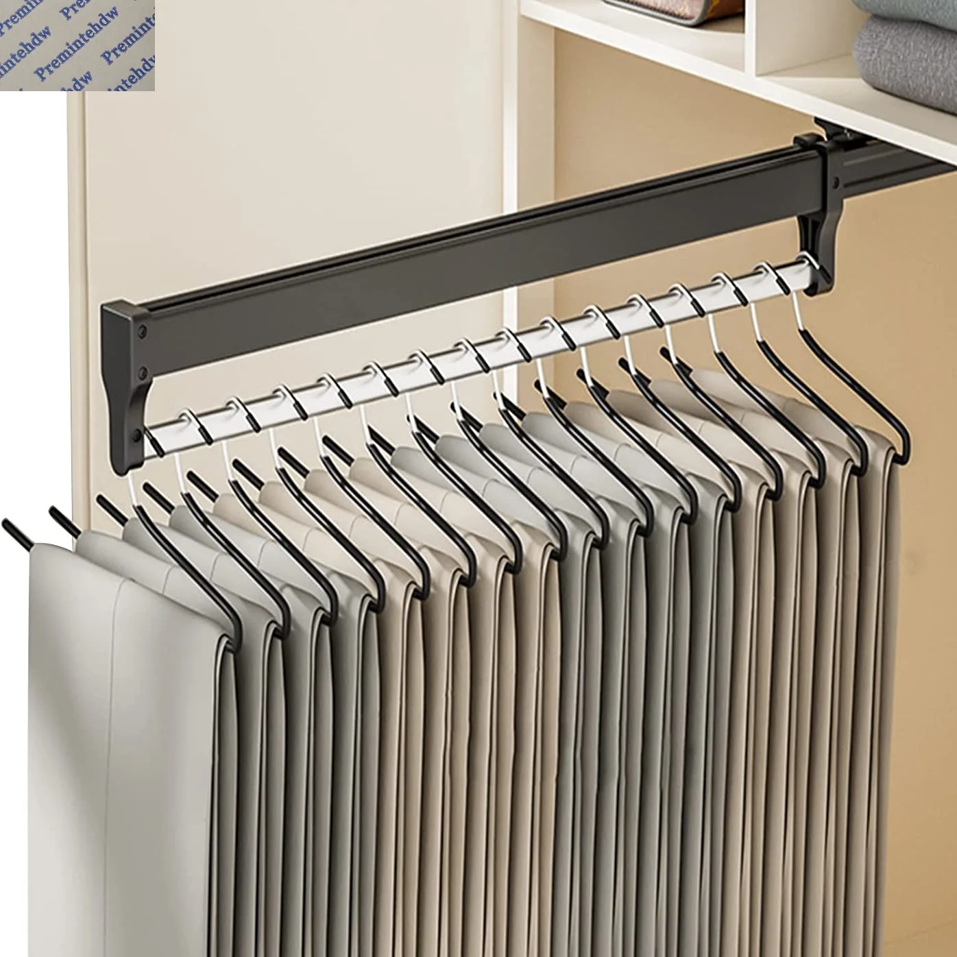 Top Mount Pull Out Pants Hanger Wardrobe Closet Cloth Jacket