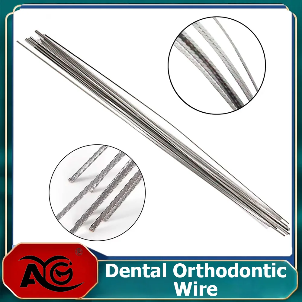 AG 10Pcs/Pack Dental Orthodontic Stainless Steel Lingual Retainer Wire 150MM Flat Straight Twist Wires Dentistry Materials